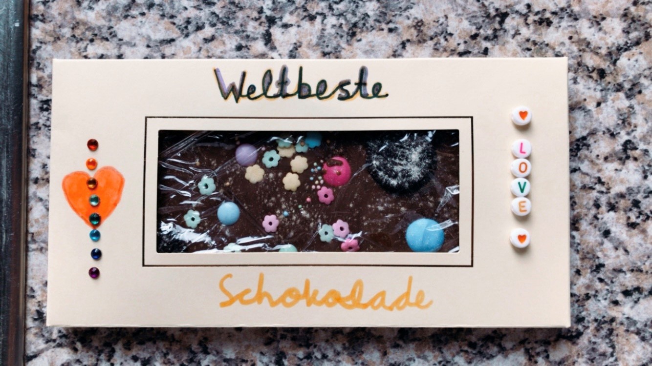 Tafel selbstgemachte Schokolade