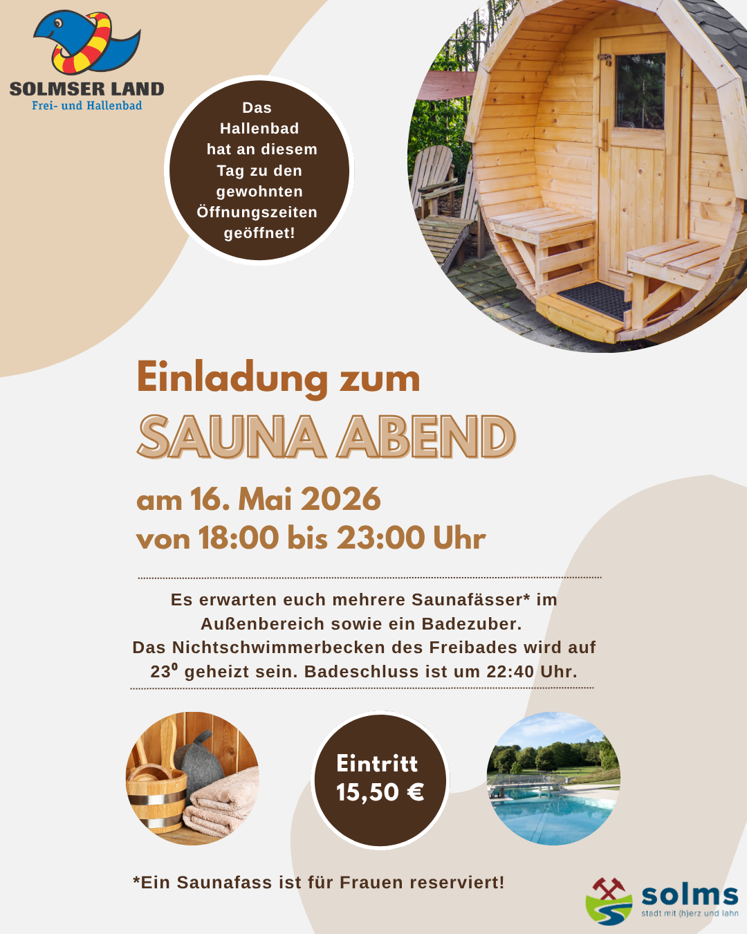 Plakat Sauna Abend im Schwimmbad Solmser Land (Flyer (A4)) - 1