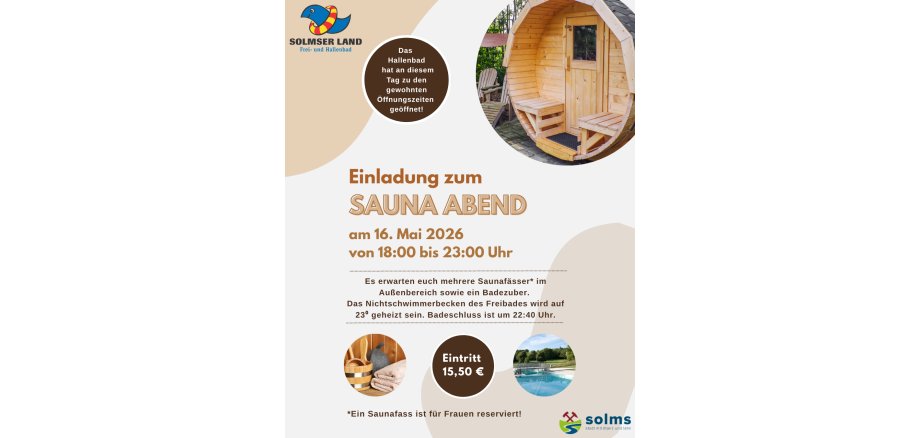 Plakat Sauna Abend im Schwimmbad Solmser Land (Flyer (A4)) - 1