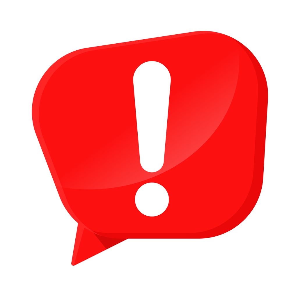 Exclamation point On the box of red words Showing shock Popup event notification on electronic devices.