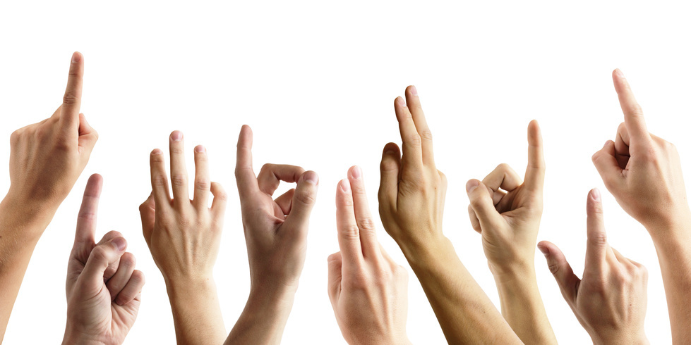 Viele Hände melden sich