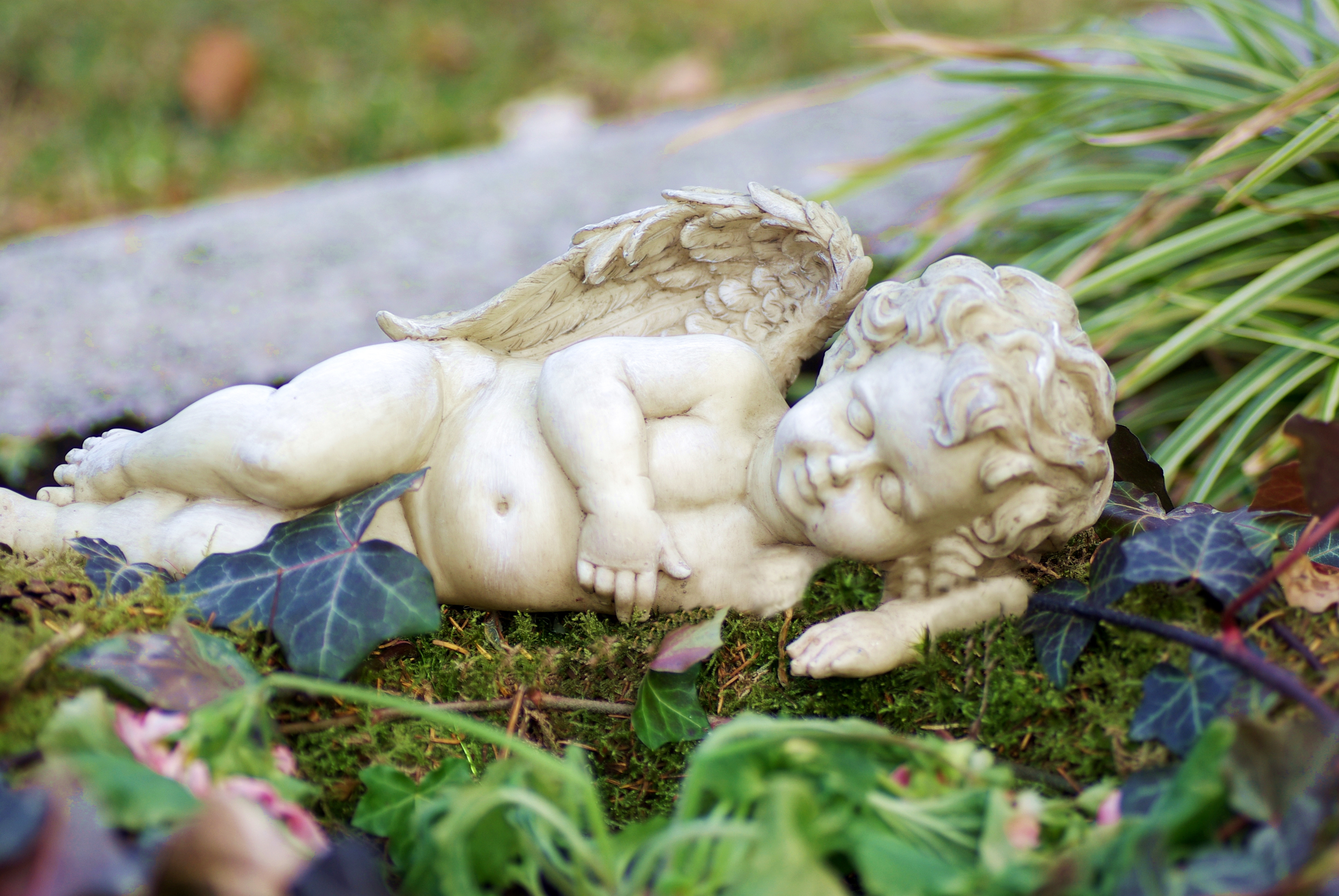 Lying angel on grave