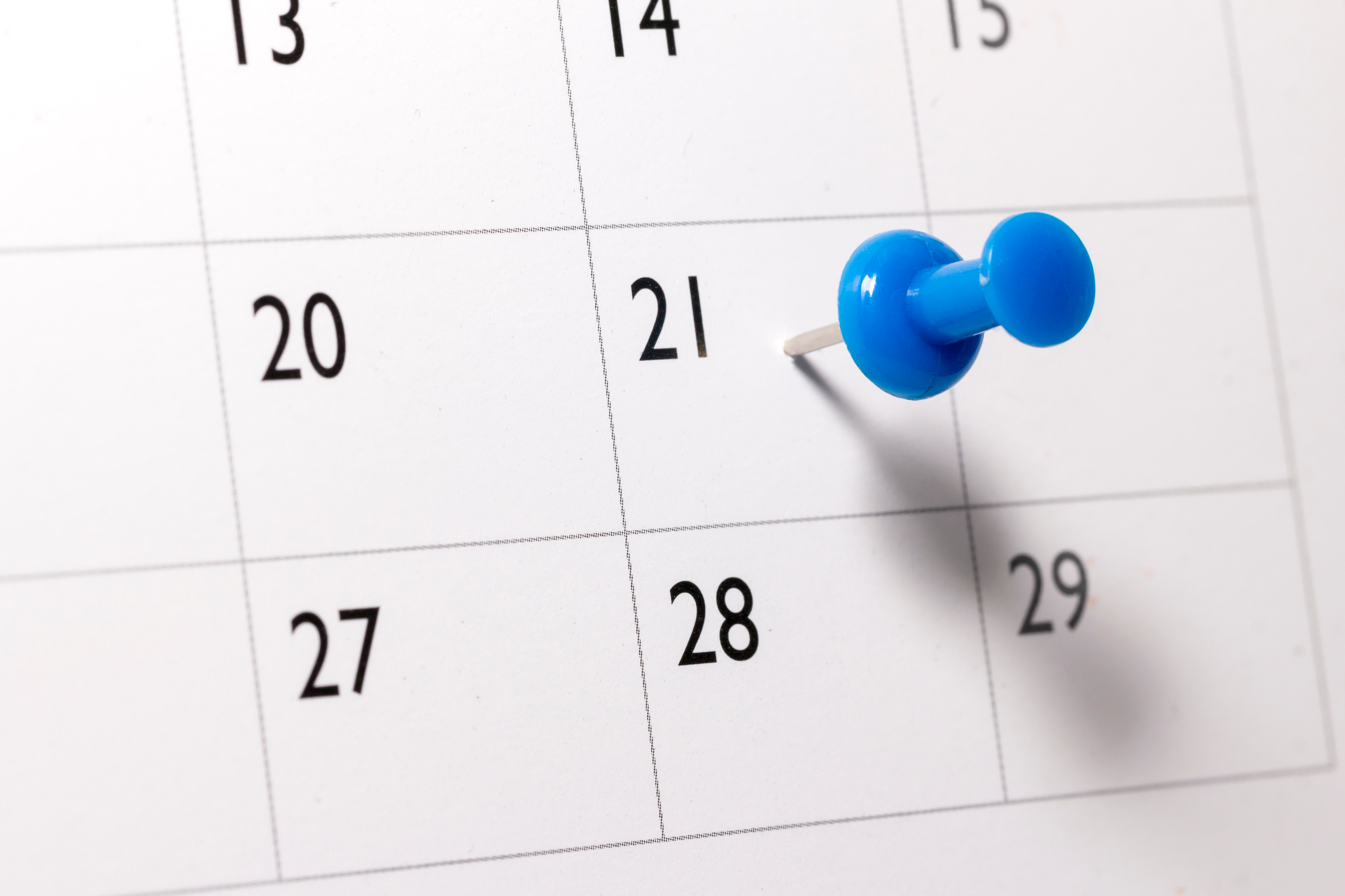 Blue pin on Calendar