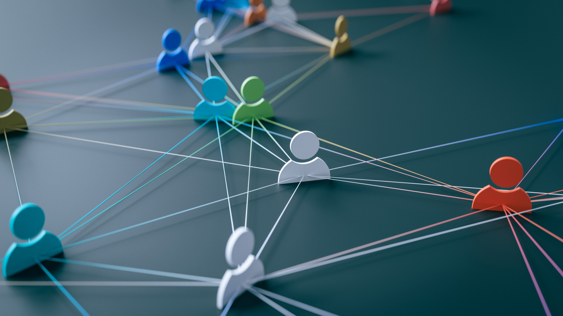 A concept that expresses the hyper-connected society of modern society by connecting people icons with lines, 3d rendering A concept that expresses the hyper-connected society of modern society by connecting people icons with lines, 3d rendering
